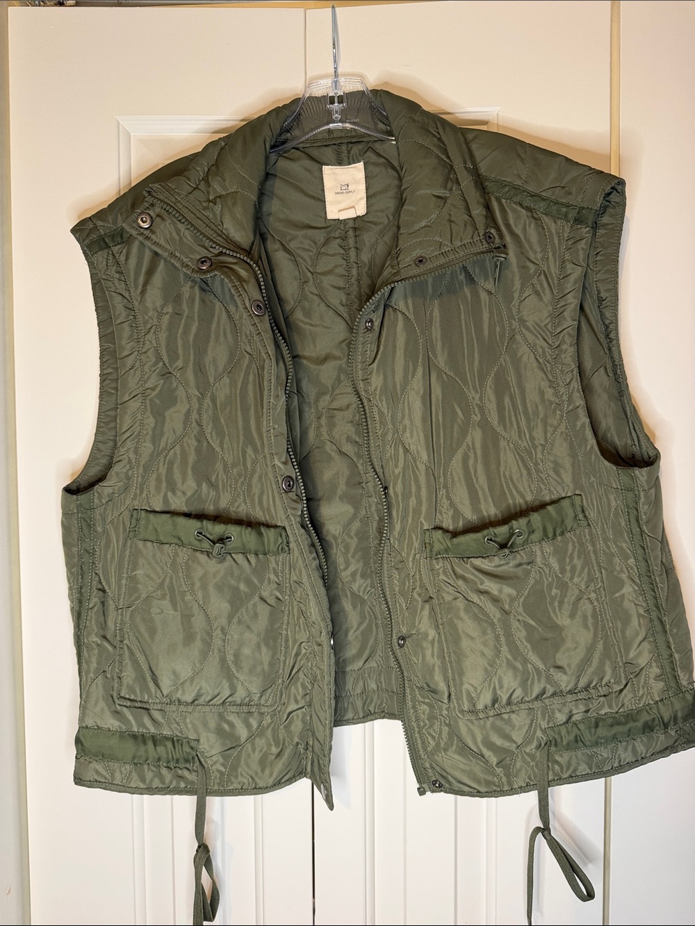 Thread & Supply Quilted Olive Green Utility Vest